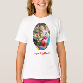 Bunny & Child Photo Oval Frame Easter T-Shirt
