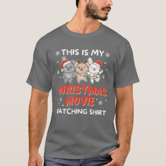 Bunny Christmas Movie Watching Retro T-Shirt