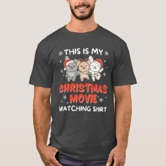 Bunny Christmas Movie Watching Retro T-Shirt