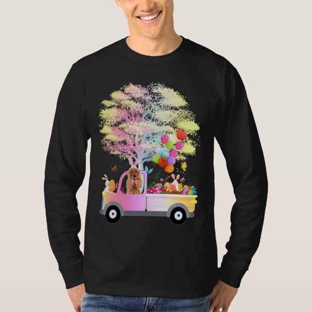 Bunny Cocker Spaniel Dog & Eggs On Truck Happy Eas T-Shirt (Vorderseite)