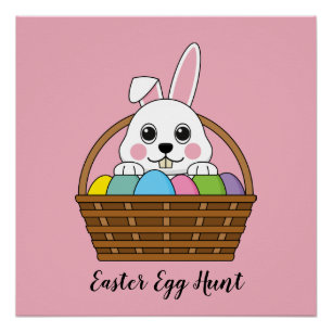 Bunny Colorful OsterEggHunt Basket   Personalisier Poster