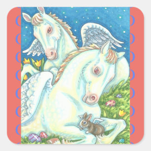 BUNNY & COLT ANGELN, WEISSER OSTERE HORSE STICKERS