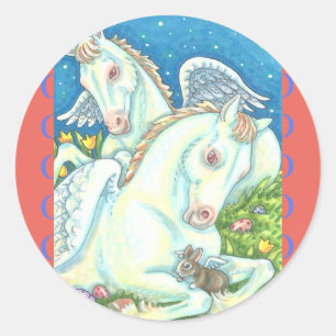 BUNNY & COLT ANGELN, WEISSER OSTERKLEBER RUNDER AUFKLEBER