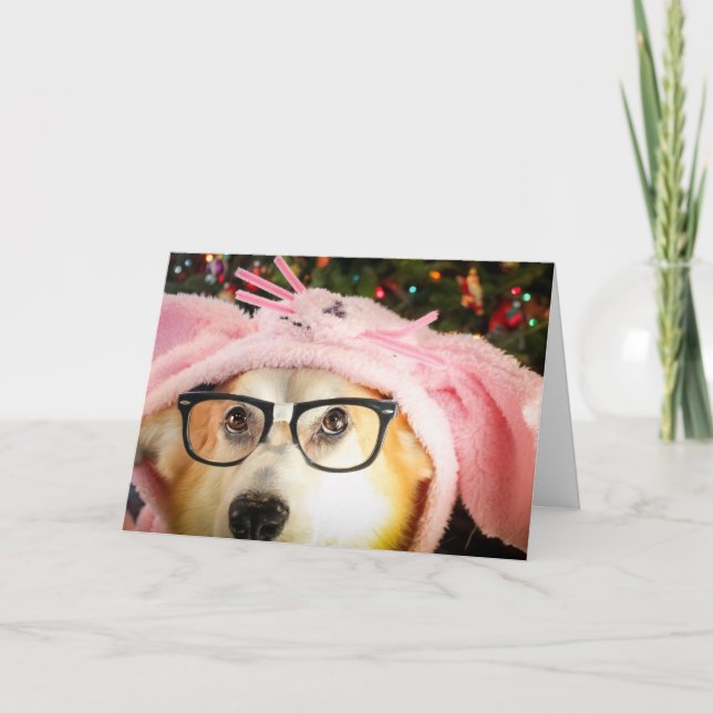 Bunny Corgi Ostern Gruß Karte (Vorderseite)