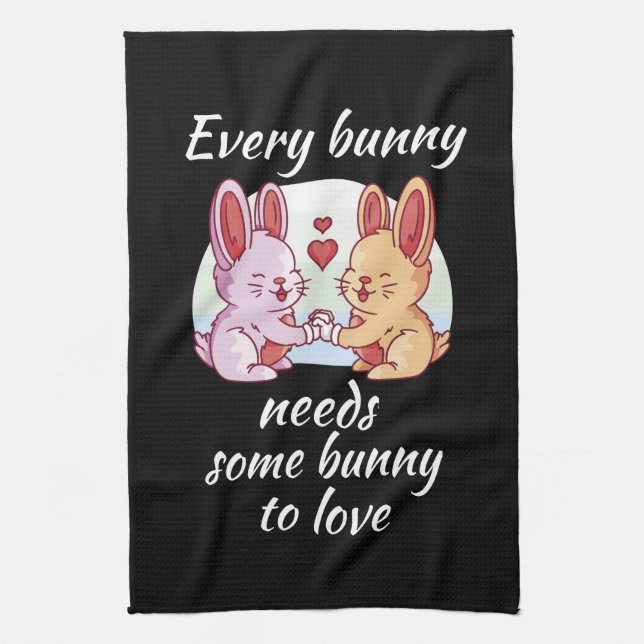 Bunny Couple Liebe Herzlich Willkommen Geschirrtuch (Vertikal)