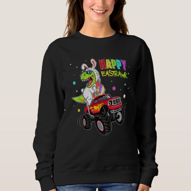 Bunny Dinosaur T Rex Riding Monster Happy Ea Sweatshirt (Vorderseite)