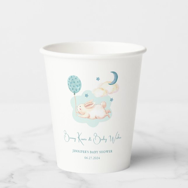 Bunny Dreams Blue Baby Dusche Pappbecher (Vorderseite)