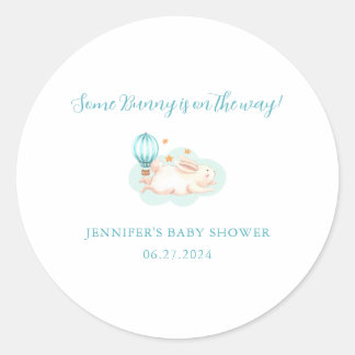 Bunny Dreams Blue Babydusche Runder Aufkleber