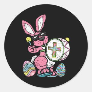 Bunny Drummer Ostereier Jagen Frühlingshasen Jes Runder Aufkleber