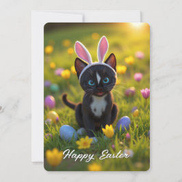 Bunny Ears & Purrs: Felinis Osterspiel Feiertagskarte
