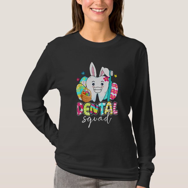 Bunny Ears Rabbit Niedlich Tooth Dental Squad Happ T-Shirt (Vorderseite)