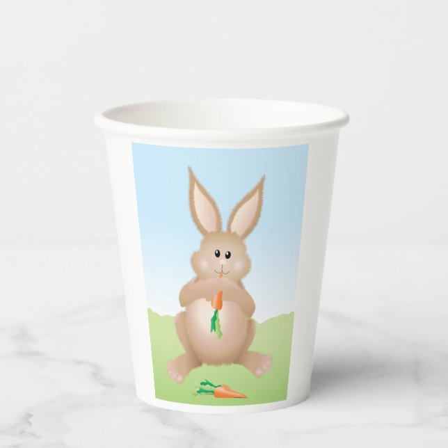 Bunny Eating Carrot Adorable Rabbit Pappbecher (Vorderseite)