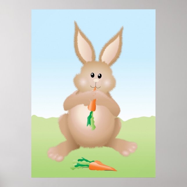 Bunny Eating Carrot Adorable Rabbit Poster (Vorne)
