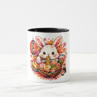 Bunny Eating Ramen Tasse