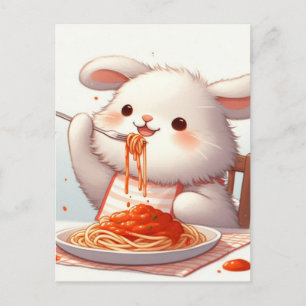 Bunny Eating Spaghetti Postkarte