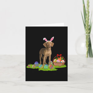 Bunny Eggs Basket Ostern Vizsla Hund Happy Oaster  Karte
