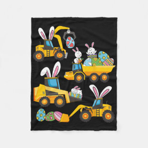Bunny Eggs Construction Exavator Ostertagen Boys Fleecedecke