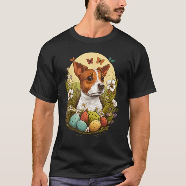 Bunny Eggs Dog on Easter Jack Russell Terrier T-Shirt (Vorderseite)