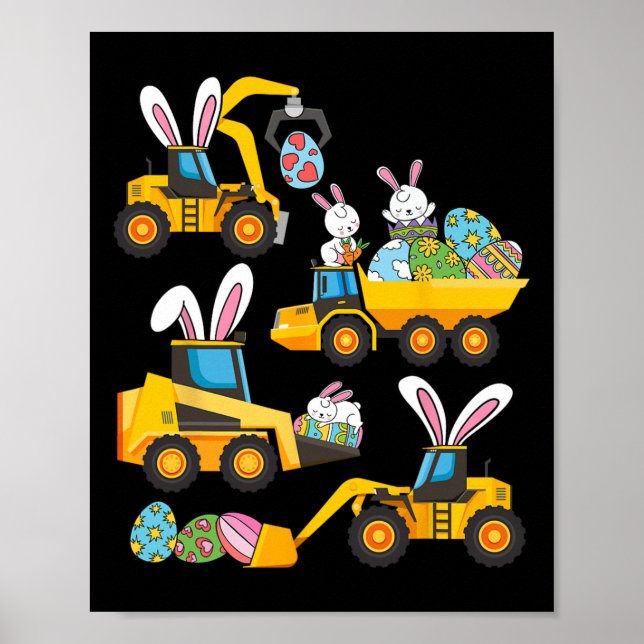 Bunny-Eier-Baubagger-Osterhase-Jungen  Poster (Vorne)
