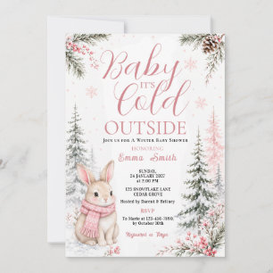Bunny Es ist kalt draußen Winter-Baby-Party Pink Einladung