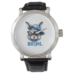 Bunny Face Bruh Meme Funny Sprichwort Bro Gruß Eas Armbanduhr