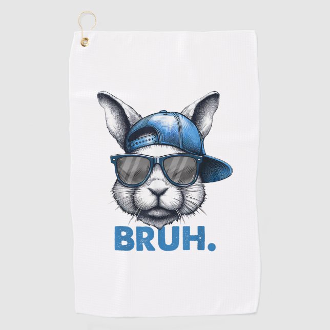 Bunny Face Bruh Meme Funny Sprichwort Bro Gruß Eas Golfhandtuch (Vorderseite)