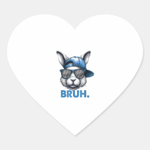 Bunny Face Bruh Meme Funny Sprichwort Bro Gruß Eas Herz-Aufkleber