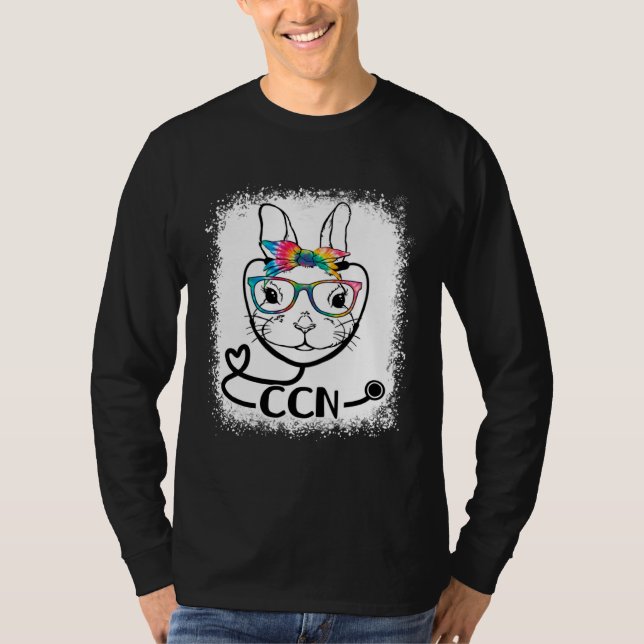 Bunny Face CCN Glasses Nurse Easter Day T-Shirt (Vorderseite)