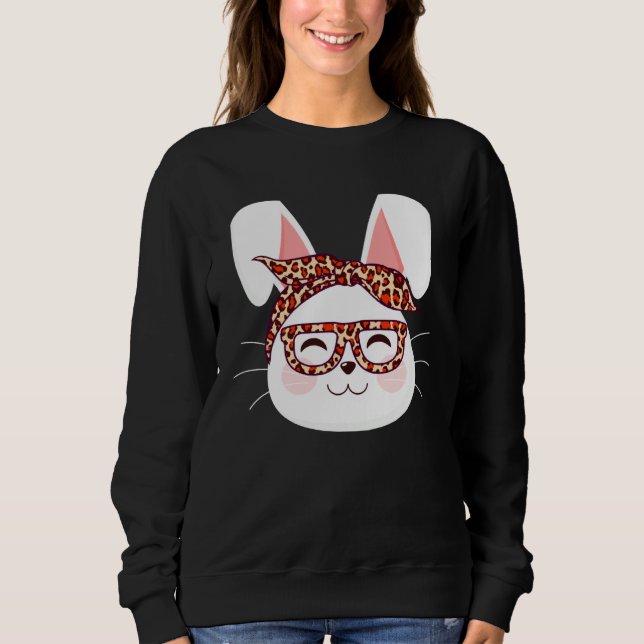 Bunny face Cool Easter Bunny with Glasses Easter   Sweatshirt (Vorderseite)