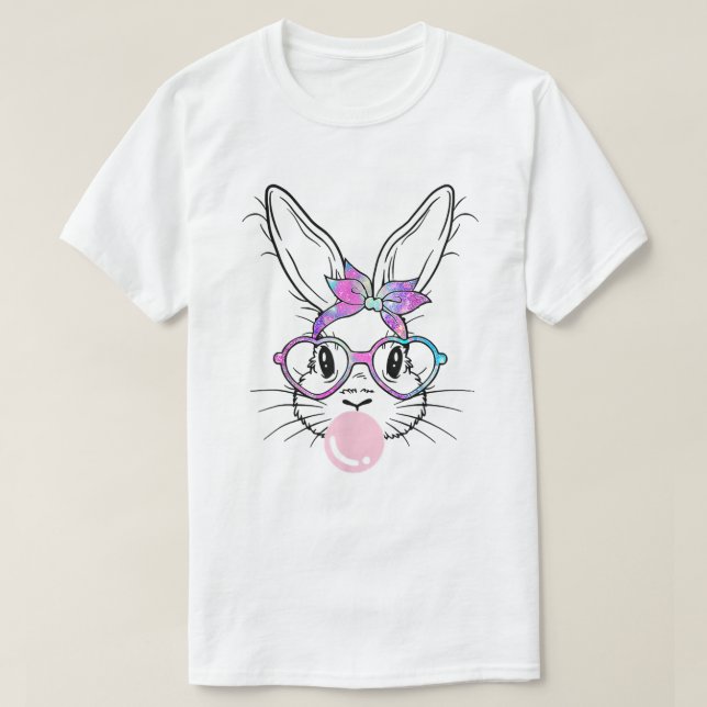 Bunny Face Gefärbte Krawatte Brille Bubble Gum Ost T-Shirt (Design vorne)