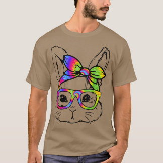 Bunny Face Gefärbte Krawatte Glasses Headband Happ T-Shirt