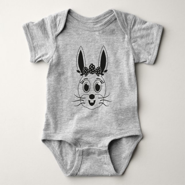 Bunny Face Girl-32885 Baby Strampler (Vorderseite)