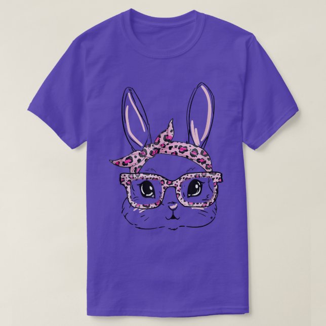 Bunny Face Leopard Brille Headband Rabbit Happy E T-Shirt (Design vorne)