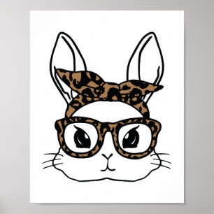 Bunny Face Leopard Brille Osterfest Mädchen Kinder Poster