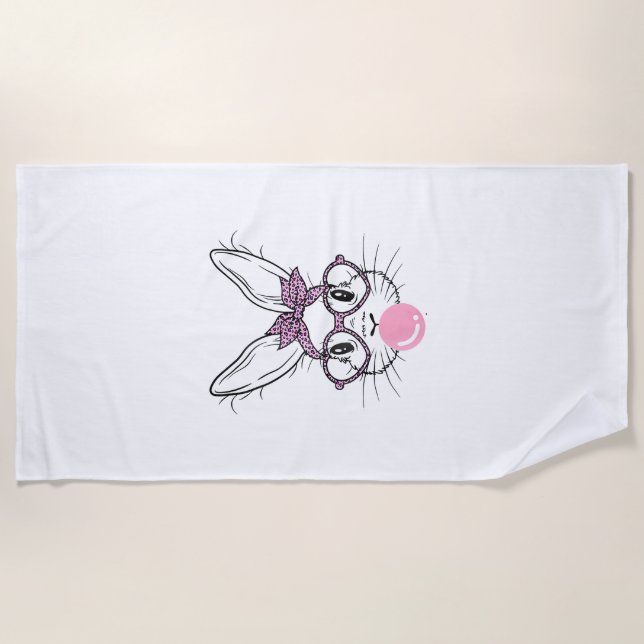 Bunny Face Leopard Glasses Bubble Gum Easter Day G Strandtuch (Vorderseite)
