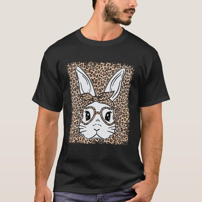 Bunny Face Leopard Glasses Bubble Gum Easter Day G T-Shirt (Vorderseite)