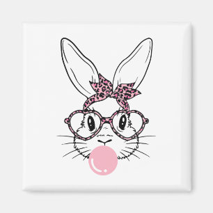 Bunny Face Leopard Gles Bubblegum Osterfest Girl Magnet
