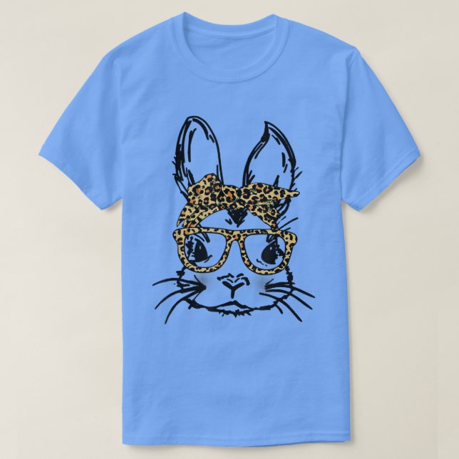Bunny Face Leopard Messy Bun Sonnenbrille Bandana  T-Shirt (Design vorne)