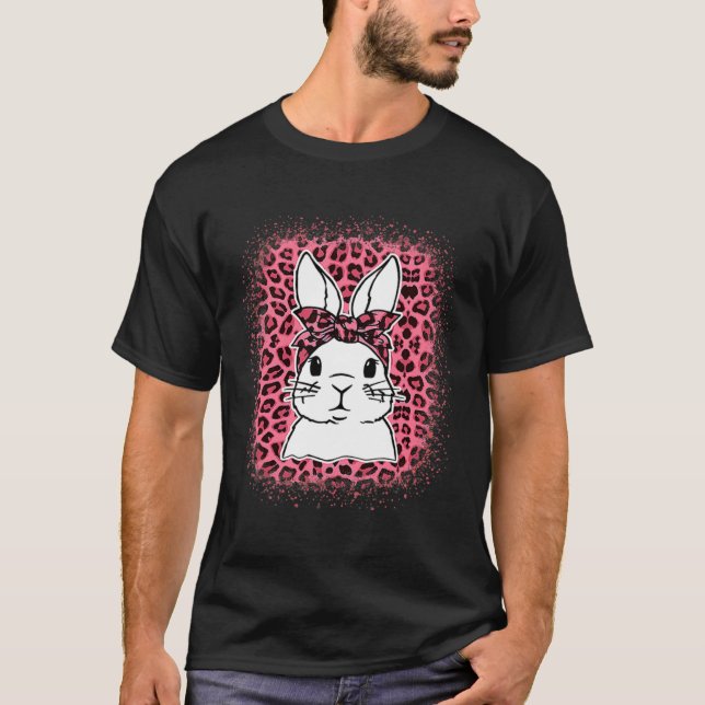 Bunny Face Leopard Pink Glasses Easter Day 2022 Wo T-Shirt (Vorderseite)
