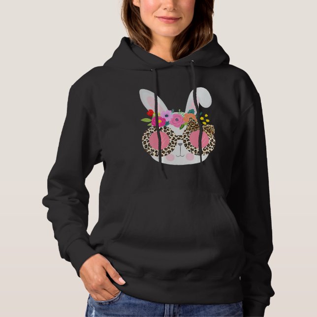Bunny Face Leopart Print Easter Basketball Stuffer Hoodie (Vorderseite)