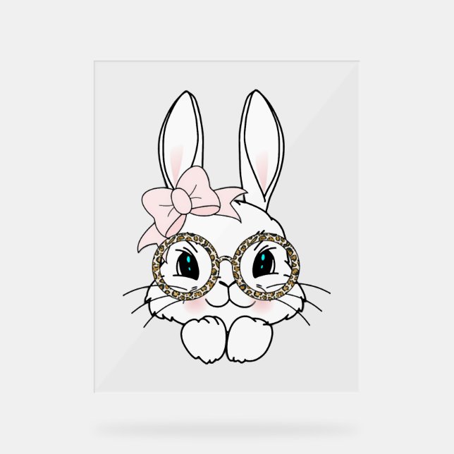 Bunny Face Oaster Animal Print Gläser Spring Acrylschild (Vorderseite)