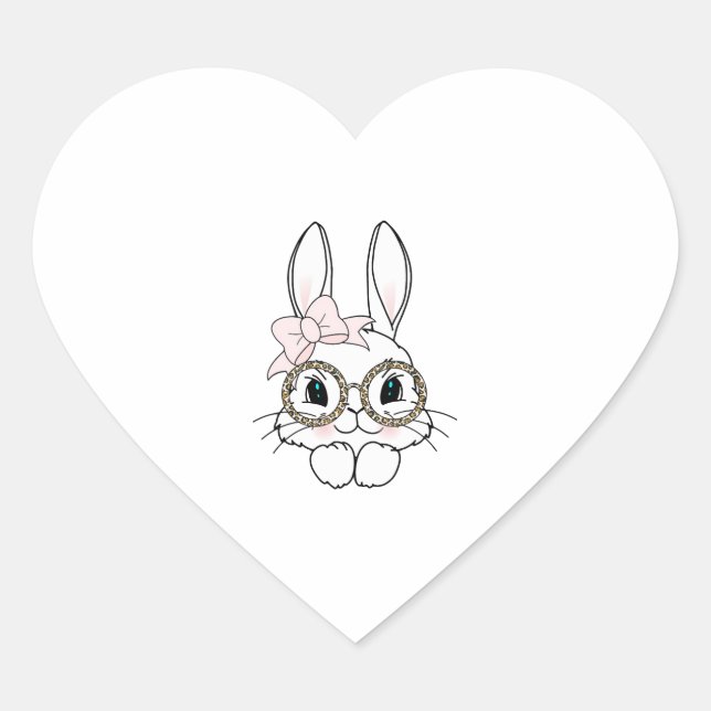 Bunny Face Oaster Animal Print Gläser Spring Herz-Aufkleber (Vorderseite)