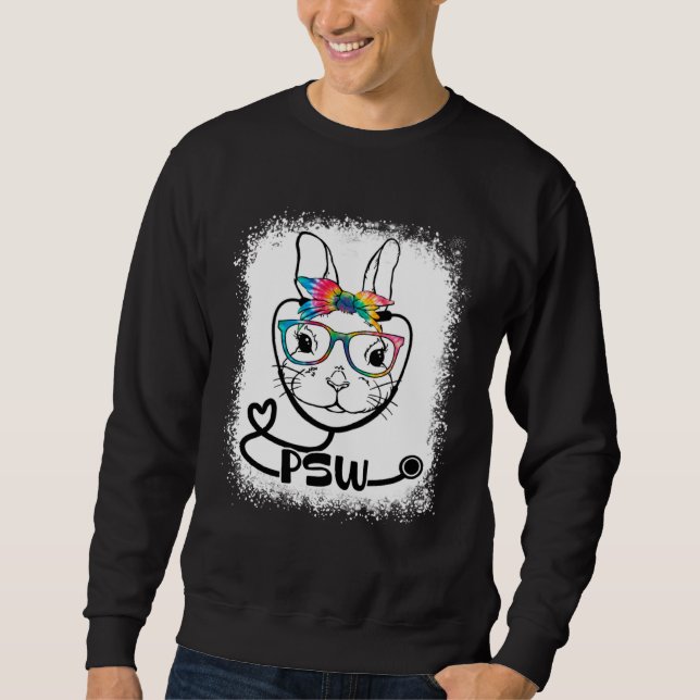 Bunny Face PSW Glasses Nurse Easter Day Sweatshirt (Vorderseite)