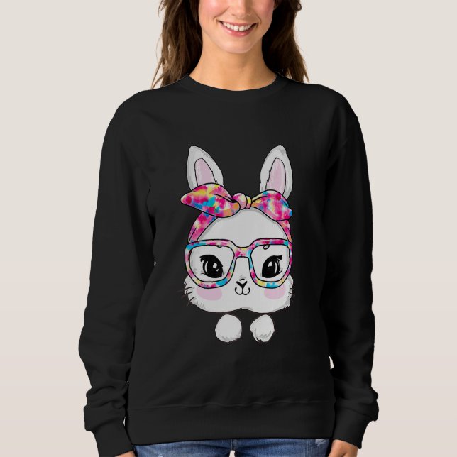 Bunny Face Sonnenbrille Gefärbte Krawatte Brille H Sweatshirt (Vorderseite)