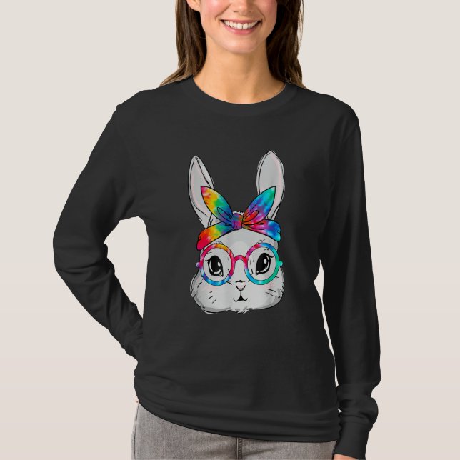 Bunny Face Sonnenbrille Gefärbte Krawatte Brille H T-Shirt (Vorderseite)