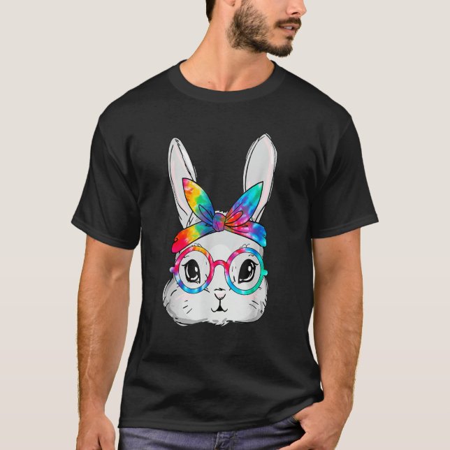 Bunny Face Sonnenbrille Gefärbte Krawatte Brille H T-Shirt (Vorderseite)