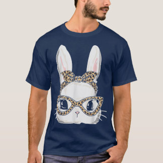 Bunny Face Weopard Glasses Girls Kinder Spaß T-Shirt