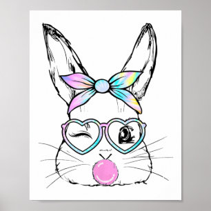 Bunny Face Wink Eyes Bandana Herz Gles Bubblegum Poster