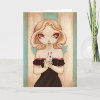 Bunny - Fairy albino rabbit greeting card Feiertagskarte