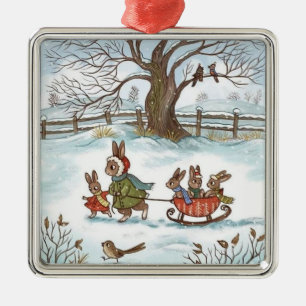 Bunny Family Snow Weihnachts-Familienspende Ornament Aus Metall